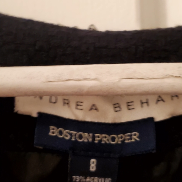 Boston Proper Andrea Behar bead trimmed black blazer suit jacket - Picture 3 of 3